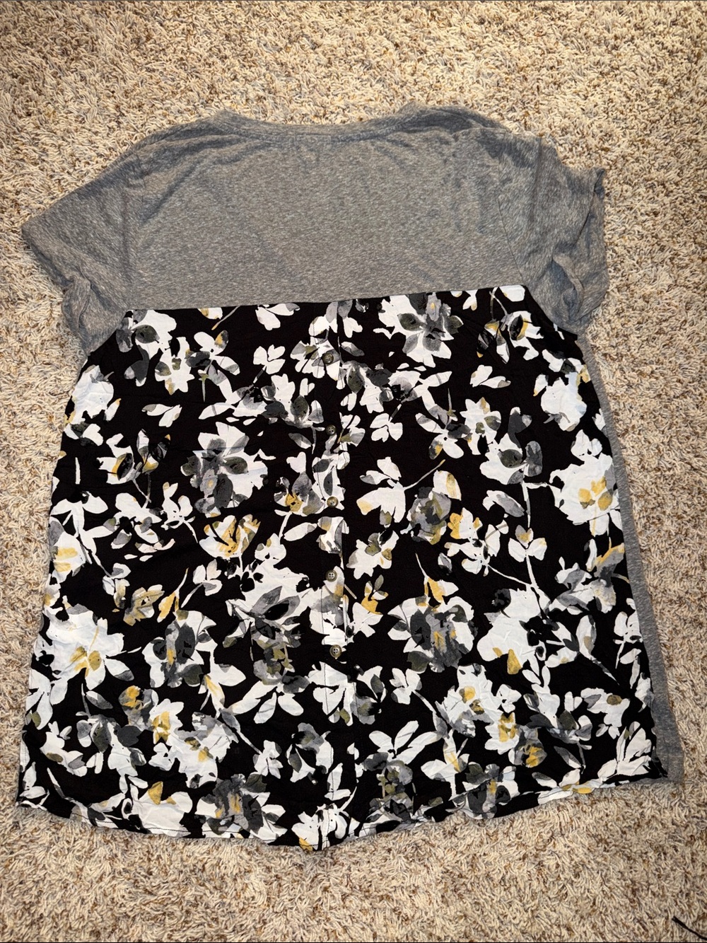 ANTHROPOLOGIE T.La HEATHER GRAY FLORAL SHORT SLEEVE DOROTHEA TUNIC TOP Sz XL. - Picture 6 of 9
